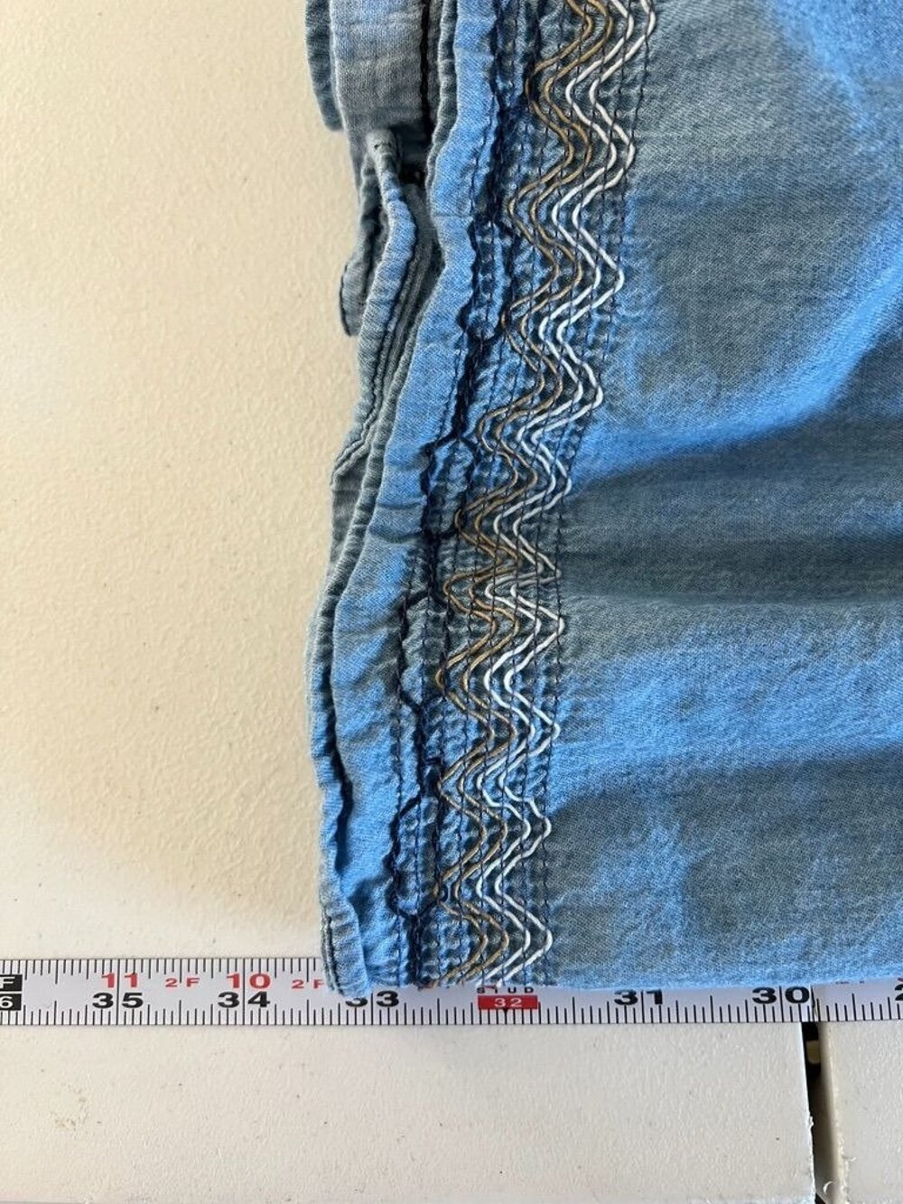 Boho Indigo Lace Womens Sz S Broomstick Maxi Skirt Smocked Tiered Embroidered - Picture 11 of 14